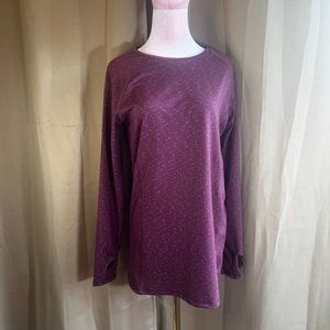 Earth Yoga Burgundy  Long Sleeve Crewneck  Shirt w Thumb Holes Size M
